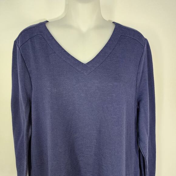 Chicos Tunic Top Womens Size 2 Large Cozisoft V Neck Pocket 3/4 Sleeve Blue Knit - Picture 3 of 12